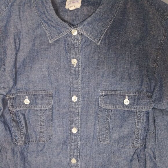 J.Crew Button Up Long Sleeve Denim Style Top Women's Size M - Picture 3 of 6
